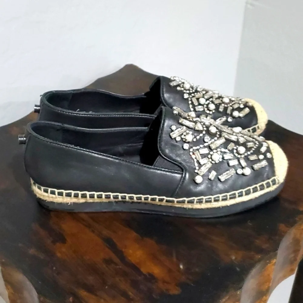 BOTKIER NEW YORK SLOAN BLACK ESPADRILLES WITH GEMS SIZE 6 1/2